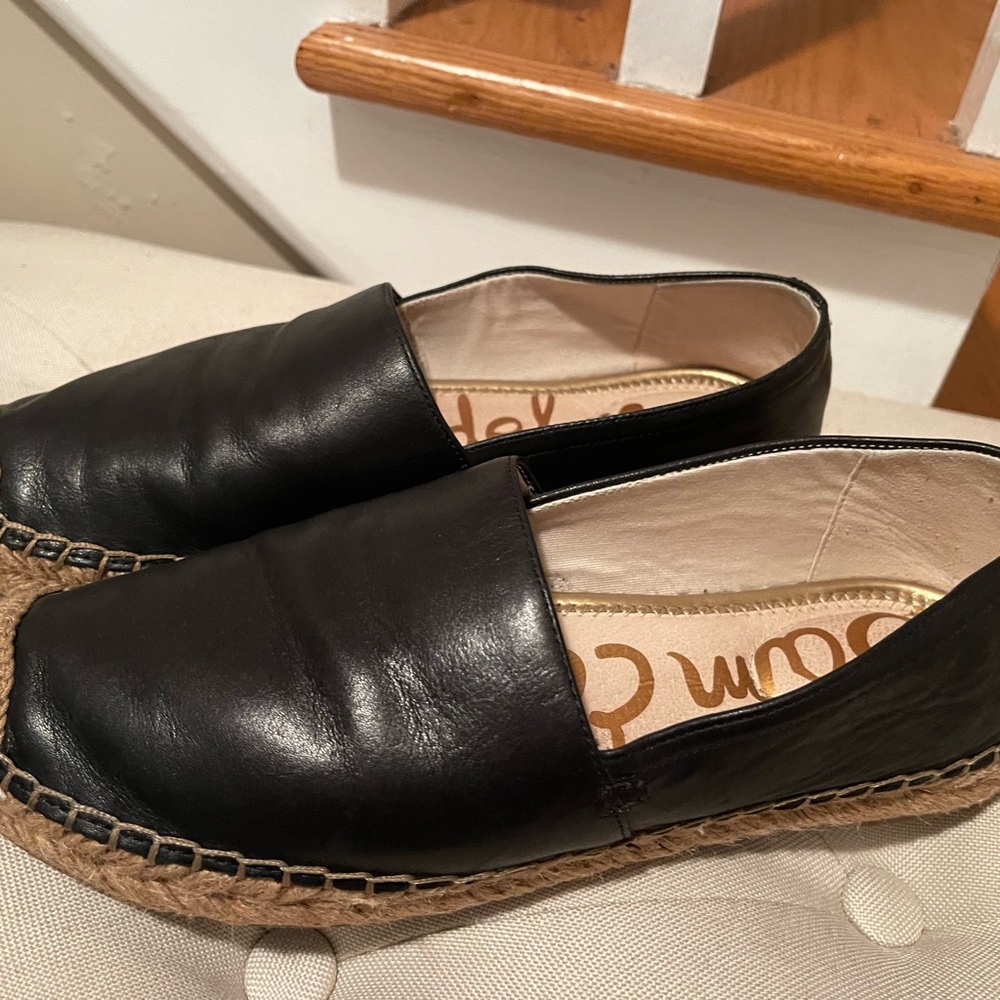 Sam Edelman Black Leather Espadrilles